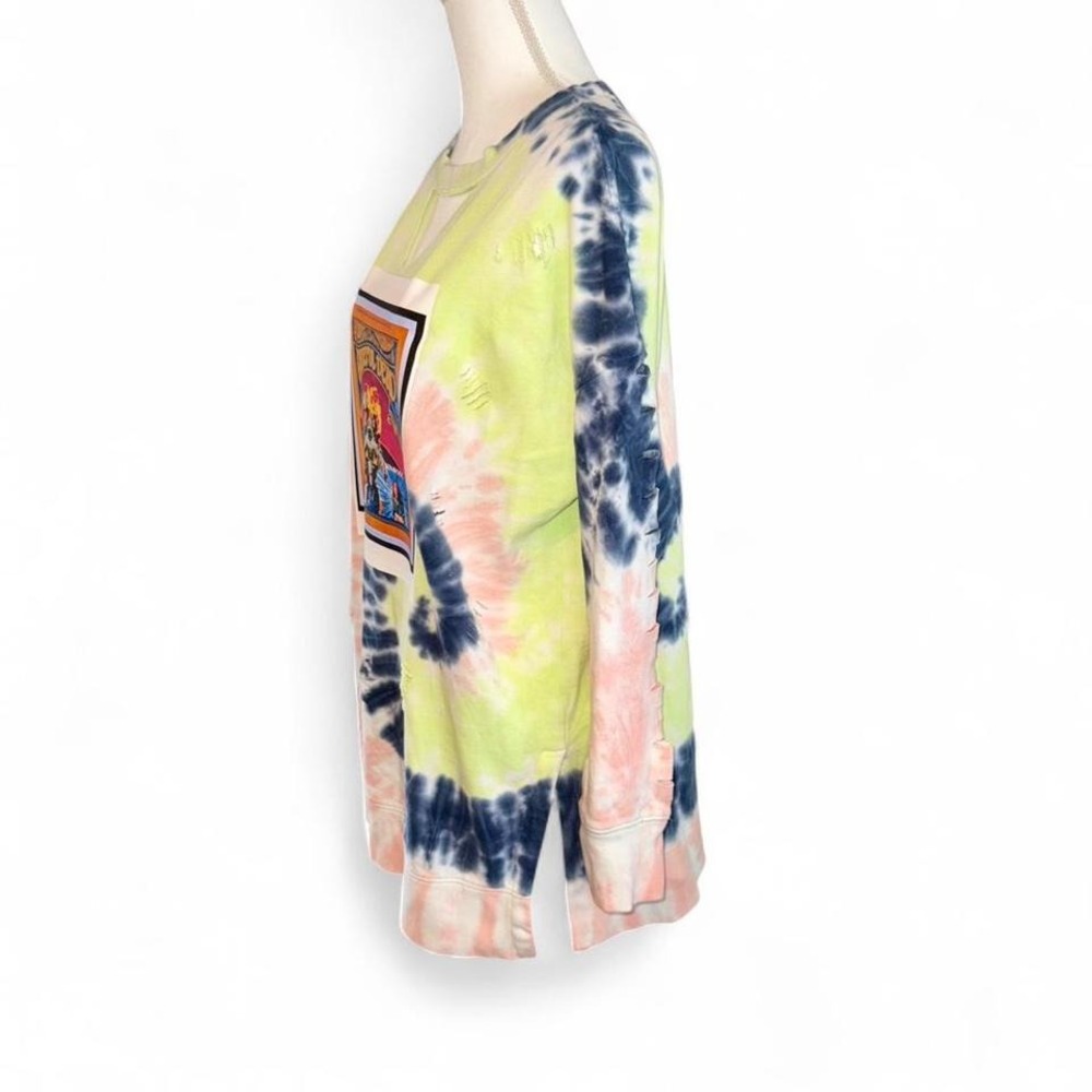 Grateful Dead Band pastel tie-dye upcycled distressed sweatshirt Ladies XL - Picture 2 of 6